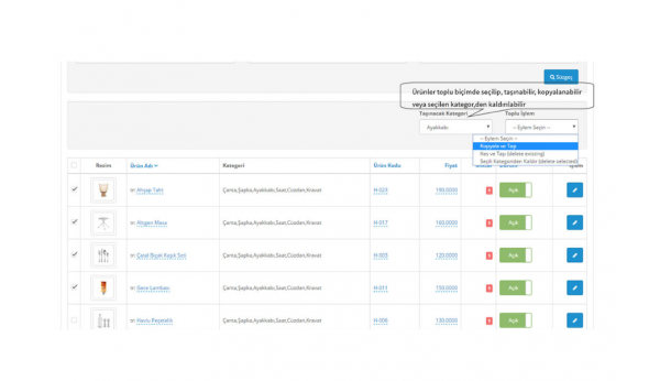 Opencart Toplu Ürün Taşıma Modülü